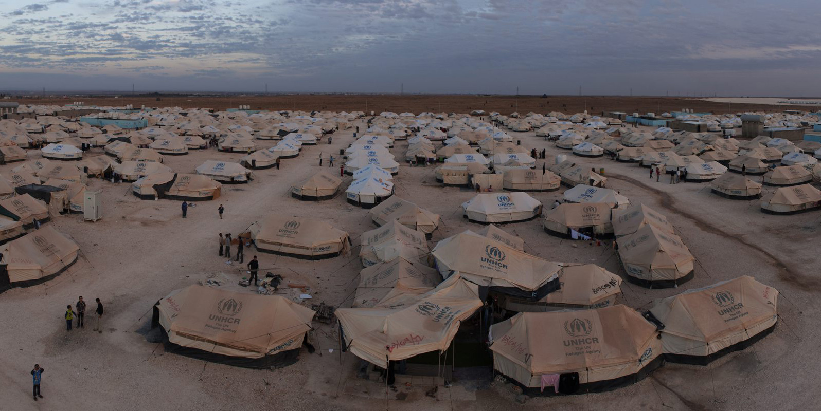 An overview of Za'atari Refugee Camp in Jordan.  Panorama taken on 21 November, 2012.